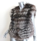 Koc Tie-Front Fur Vest Brown/Gray Size 40