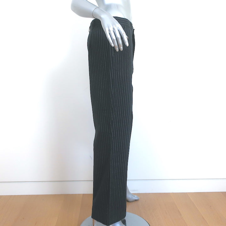 THE GREAT The Bell Trousers Dark Gray Pinstripe Cotton-Wool Size 29 NEW