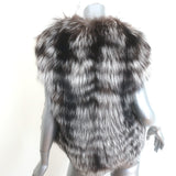 Koc Tie-Front Fur Vest Brown/Gray Size 40