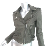 IRO Ashville Motorcycle Jacket Dark Gray Distressed Leather Size 1