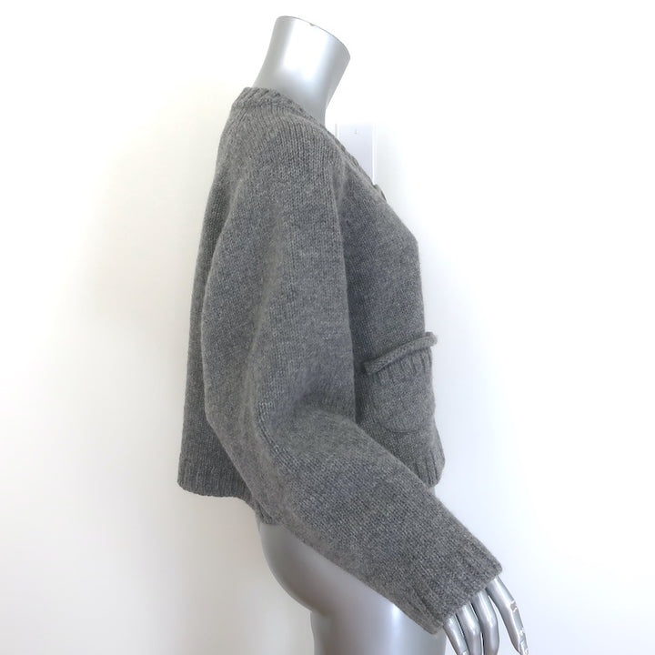 Chloe Cropped Oversize Cardigan Gray Wool Size Small