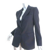 Dries Van Noten Blazer Navy Polka Dot Wool Size 38 Two-Button Jacket