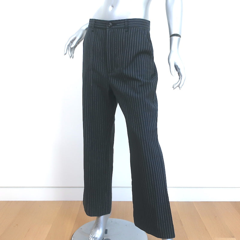 THE GREAT The Bell Trousers Dark Gray Pinstripe Cotton-Wool Size 29 NEW