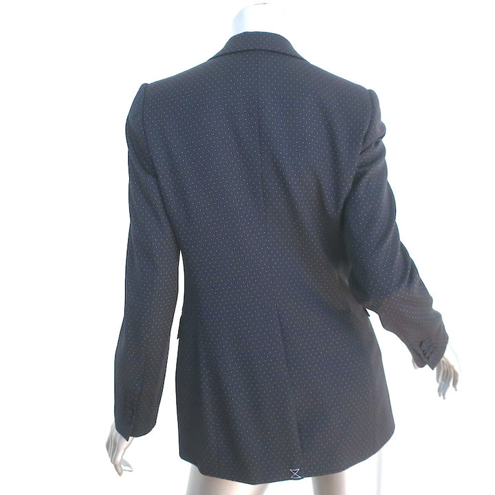 Dries Van Noten Blazer Navy Polka Dot Wool Size 38 Two-Button Jacket