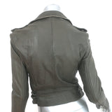 IRO Ashville Motorcycle Jacket Dark Gray Distressed Leather Size 1