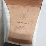 Chanel 24S Bicolor Cap Toe Metallic Tweed Ballet Flats White & Black Size 37.5