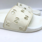 Gucci Pursuit Cutout GG Pool Slides White Rubber Size 37