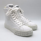 Prada Wheel Pouch Re-Nylon High Top Sneakers White Size 38.5