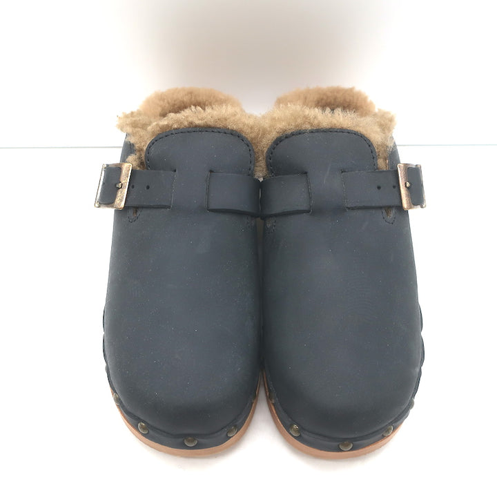 RE/DONE 70s Shearling Clogs Black Nubuck Leather Size 37