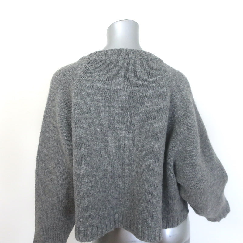 Chloe Cropped Oversize Cardigan Gray Wool Size Small