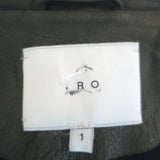 IRO Ashville Motorcycle Jacket Dark Gray Distressed Leather Size 1