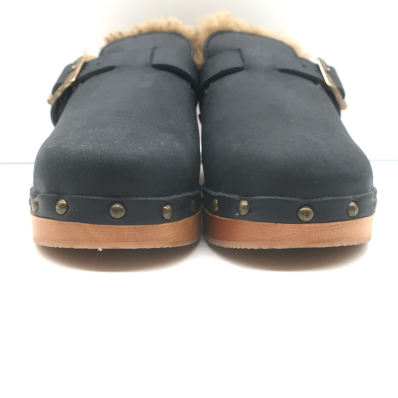 RE/DONE 70s Shearling Clogs Black Nubuck Leather Size 37
