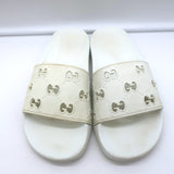 Gucci Pursuit Cutout GG Pool Slides White Rubber Size 37
