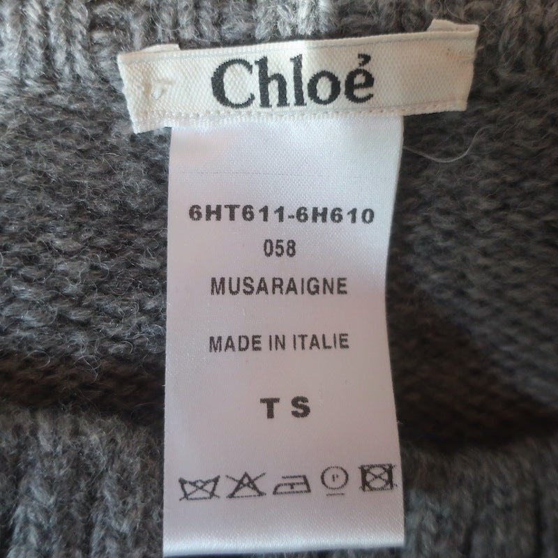 Chloe Cropped Oversize Cardigan Gray Wool Size Small