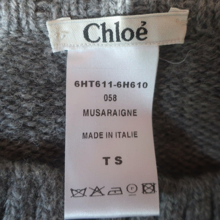 Chloe Cropped Oversize Cardigan Gray Wool Size Small