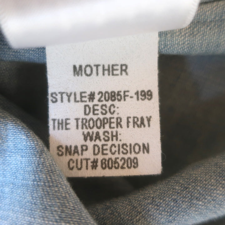 MOTHER The Trooper Fray Button-Up Shirt Snap Decision Denim Size Small NEW
