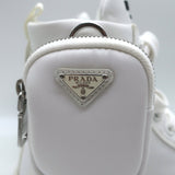 Prada Wheel Pouch Re-Nylon High Top Sneakers White Size 38.5