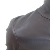 Helmut Lang Leather Turtleneck Mini Dress Dark Brown Size 6
