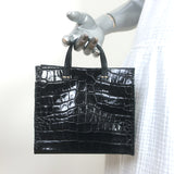 Clare V. Simple Tote Bebe Black Croc-Embossed Leather Mini Crossbody Bag NEW
