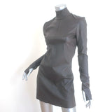 Helmut Lang Leather Turtleneck Mini Dress Dark Brown Size 6