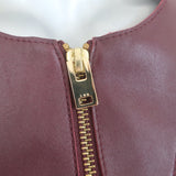 IRO Broome Collarless Leather Jacket Burgundy Size 34 NEW