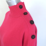 Yves Salomon Buttoned Turtleneck Sweater Fuchsia Wool-Cashmere Size Medium