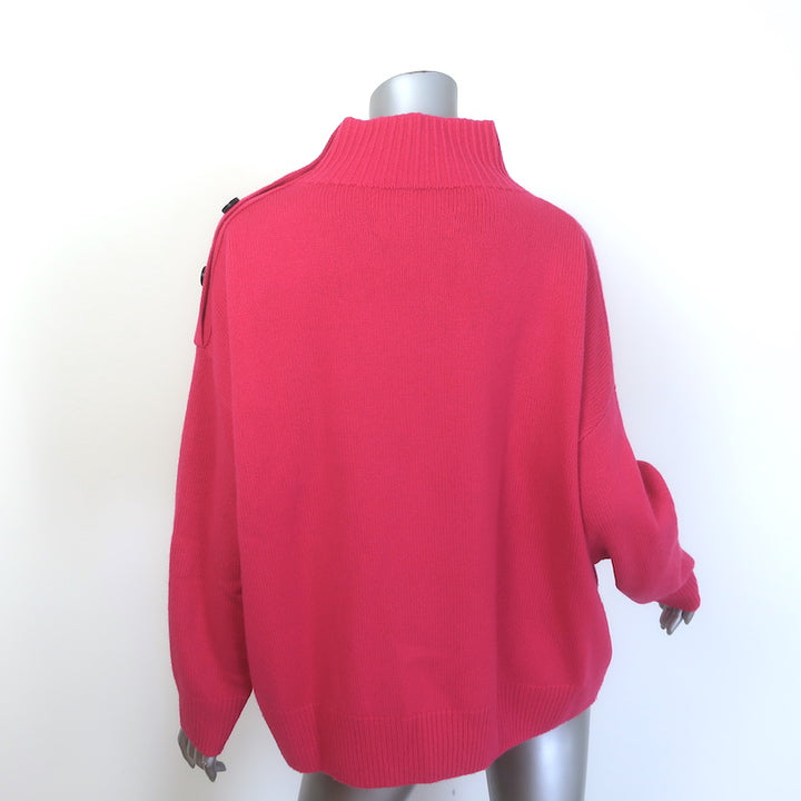 Yves Salomon Buttoned Turtleneck Sweater Fuchsia Wool-Cashmere Size Medium