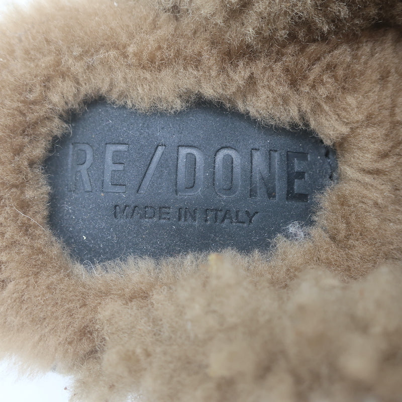 RE/DONE 70s Shearling Clogs Black Nubuck Leather Size 37