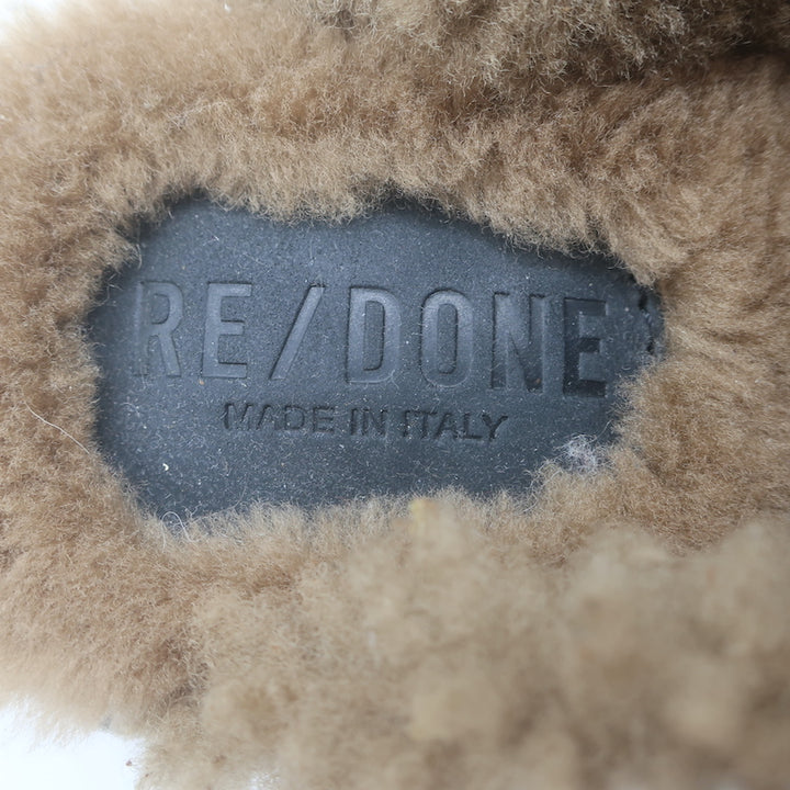 RE/DONE 70s Shearling Clogs Black Nubuck Leather Size 37