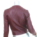 IRO Broome Collarless Leather Jacket Burgundy Size 34 NEW