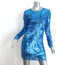 Dundas Nirvana Lace-Up Side Sequin Mini Dress Blue Size 40