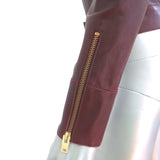 IRO Broome Collarless Leather Jacket Burgundy Size 34 NEW