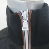 Prada Linea Rossa black nylon zip-up jacket with graphic patch embellishments, authentic pre-owned luxury piece
