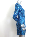 Dundas Nirvana Lace-Up Side Sequin Mini Dress Blue Size 40