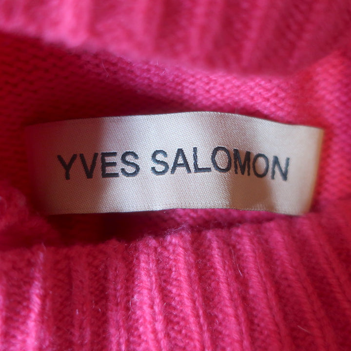 Yves Salomon Buttoned Turtleneck Sweater Fuchsia Wool-Cashmere Size Medium