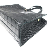 Clare V. Simple Tote Bebe Black Croc-Embossed Leather Mini Crossbody Bag NEW