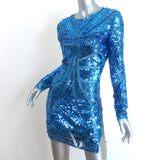 Dundas Nirvana Lace-Up Side Sequin Mini Dress Blue Size 40