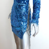 Dundas Nirvana Lace-Up Side Sequin Mini Dress Blue Size 40