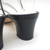 Chanel 23P Crystal CC Chain-Trimmed T-Strap Sandals Black Leather Size 37.5