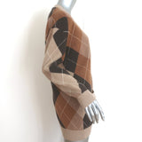 Nili Lotan Sofhie Argyle Cardigan Brown Wool Size Extra Small V-Neck Sweater