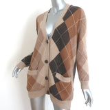 Nili Lotan Sofhie Argyle Cardigan Brown Wool Size Extra Small V-Neck Sweater
