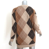 Nili Lotan Sofhie Argyle Cardigan Brown Wool Size Extra Small V-Neck Sweater