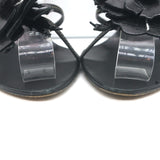 Vintage Prada Flower Sandals Black Leather Size 37 Ankle Strap Heels