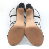 Chanel 23P Crystal CC Chain-Trimmed T-Strap Sandals Black Leather Size 37.5