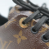 Louis Vuitton FrontRow Sneakers Brown Monogram Canvas & Black Patent Size 37.5