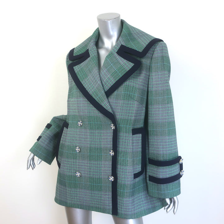 Zimmermann Double Breasted Prince of Wales Check Coat Green Size 3