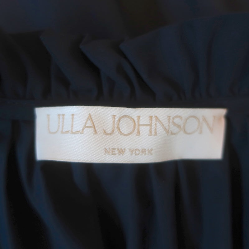 Ulla Johnson Ottilie Puff Sleeve Tiered Midi Dress Navy Cotton Poplin Size 0