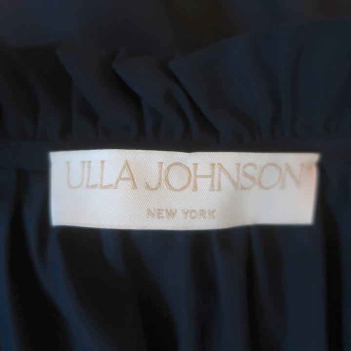 Ulla Johnson Ottilie Puff Sleeve Tiered Midi Dress Navy Cotton Poplin Size 0
