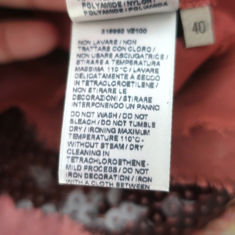 Bottega Veneta Sequined Skirt Dark Pink Embroidered Crepe Size 40
