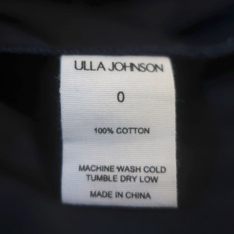 Ulla Johnson Ottilie Puff Sleeve Tiered Midi Dress Navy Cotton Poplin Size 0